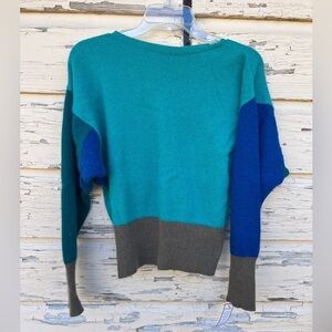 Vintage Rabbit Hair Angora Wool 80s Colorblok Soft Cozy Pullover Sweater 38